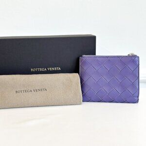 Bottega Veneta Nappa Intrecciato Bifold Zip Wallet Purple
